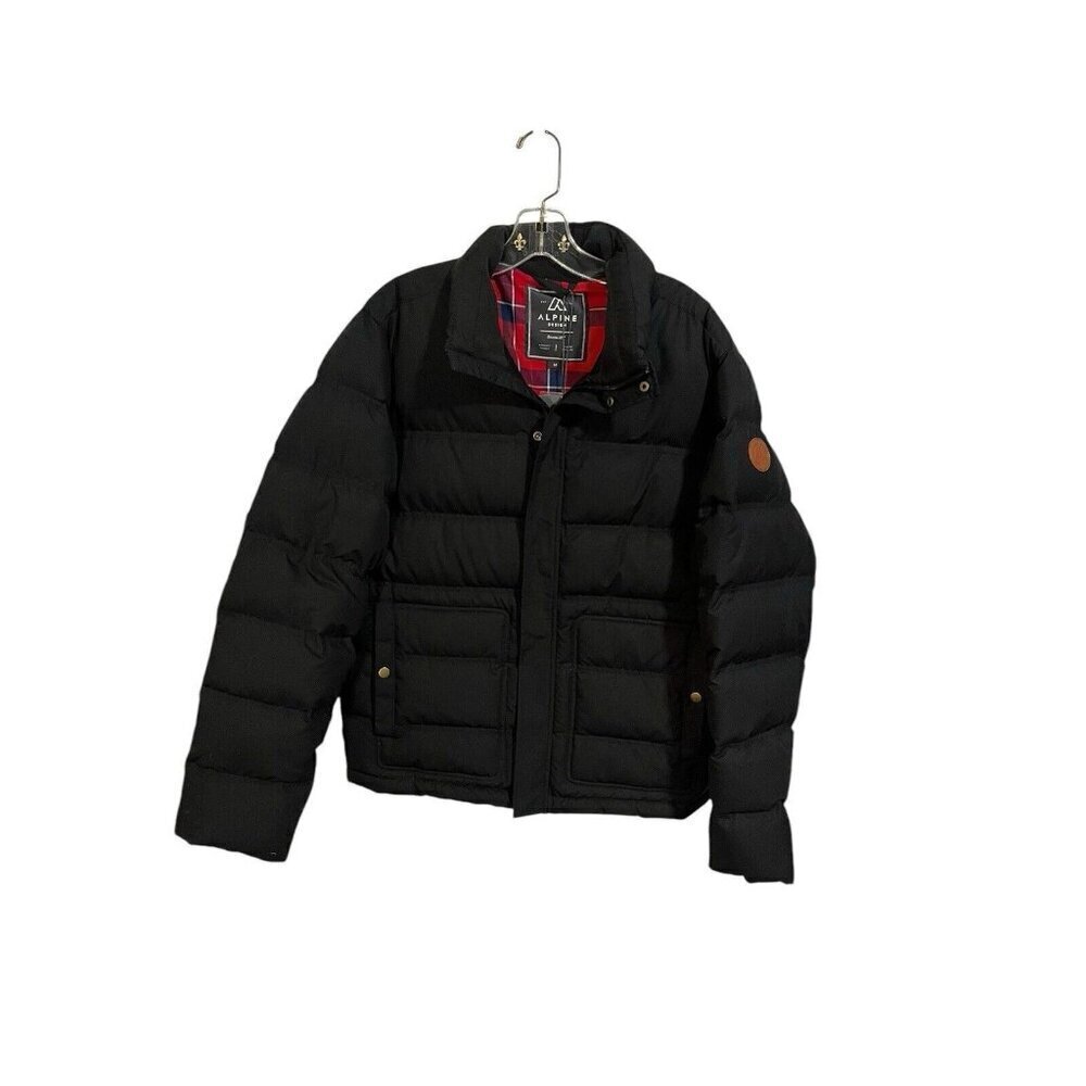 Alpine Design Men's Medium Black Coat NWT Plaid Inside Puffer Hoodless Jacket